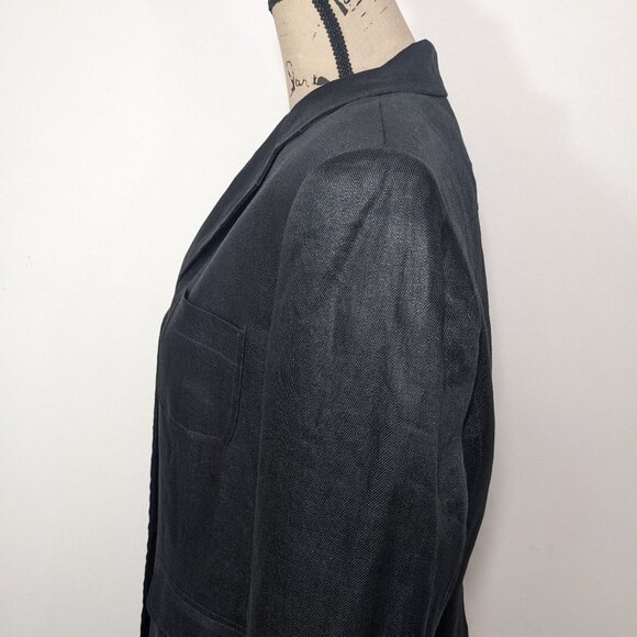 Lauren Ralph Lauren Black 100% Linen Blazer Jacket Lined Career Office size 12 - Picture 7 of 14